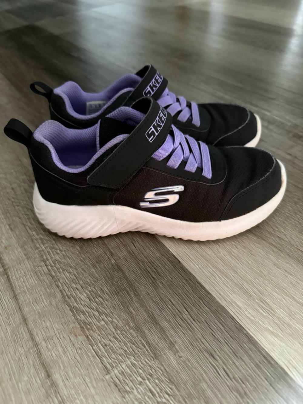 Skechers Black & Lavender Kids Slip-On Athletic Sneakers